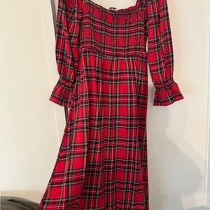 Mud Pie Red Plaid Midi Dress